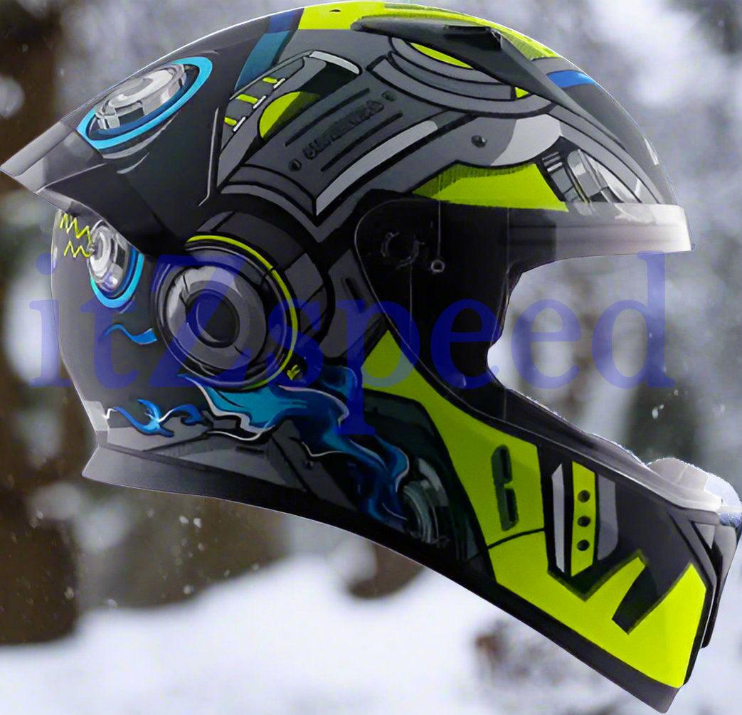 Vega Bolt Superhero Black Neon Yellow Helmet